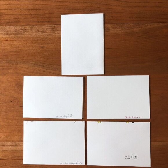 Blank Note Cards Hand Sketched PA Folk Art Country Harvest Pilgrams Easter Bunny - Picture 3 of 11